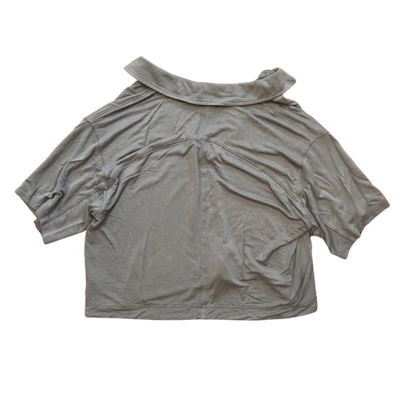 Athleta Oversized Westwood Blue draped Sweatshirt Collar Cropped Tee, size XS - Picture 2 of 10